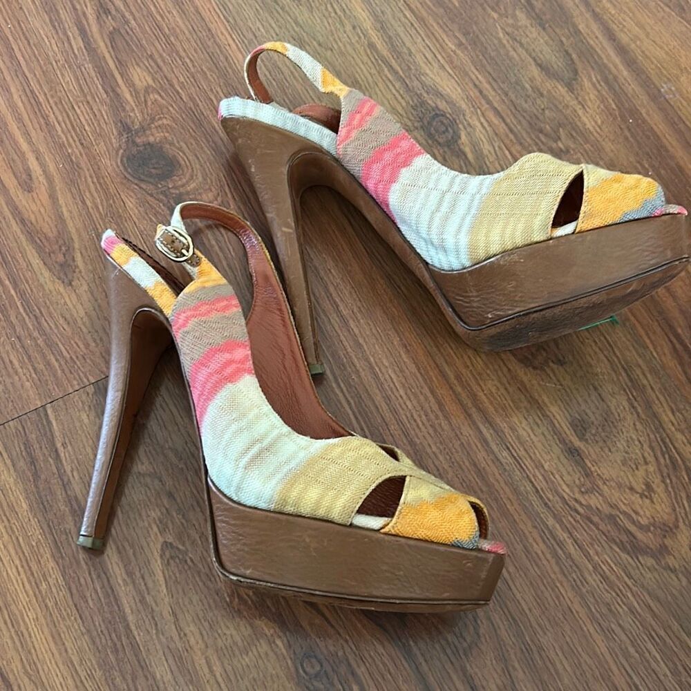 Missoni fabric high heel platform sling back heels size 38.5